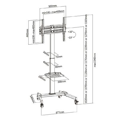 9. Bodenhalterung für Fernseher 32"-55"/35 kg, 1 TFT, 1 Abl., Schwarz