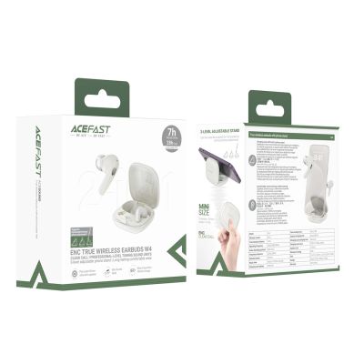 4. Acefast W4 TWS In-Ear-Kopfhörer mit kabelloser Telefonständerfunktion - Weiß