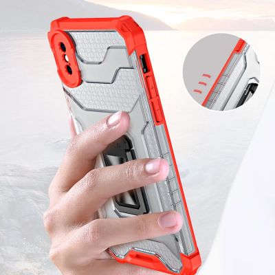 9. Crystal Ring Case robuste Kickstand TPU/PC Panzer Handyhülle Hard Case für iPhone XS Max rot