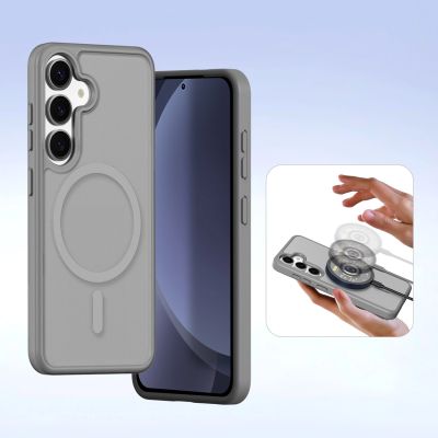 4. Dux Ducis Lawa Lederhülle für Samsung Galaxy S25+ mit abnehmbarer magnetischer Brieftasche – Grau