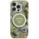 3. Guess Glitter Flowers Triangle Buttons MagSafe Case für iPhone 16 Pro Max grün
