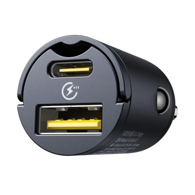 4. Baseus Tiny Star 30W USB-A/USB-C-Autoladegerät – Schwarz