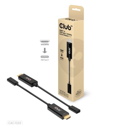 2. CLUB 3D CAC-1333 Kabeladapter 0,22 m HDMI Typ-A (Standard) USB Typ-C Schwarz