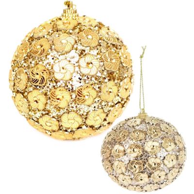 5. Dekorative Paillettenkugel, 8 cm, Gold