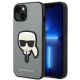 Karl Lagerfeld Saffiano Karl's Head Patch Hülle für iPhone 14 Plus - Silber