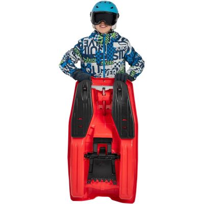 12. Kunststoffschlitten mit Bremse und Lenker, Weihnachtsmann-Motiv, 97 x 53 x 25 cm, Grün