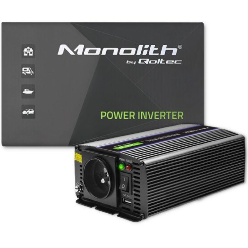 12. QOLTEC Spannungswandler Monolith 1200 MS Welle | 12 V auf 230 V | 600/1200 W | USB