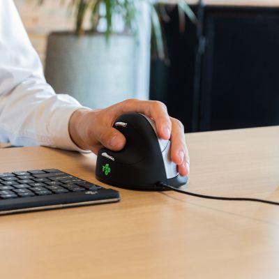 6. Ergonomische R-Go HE USB-Maus für Linkshänder, Schwarz/Silber