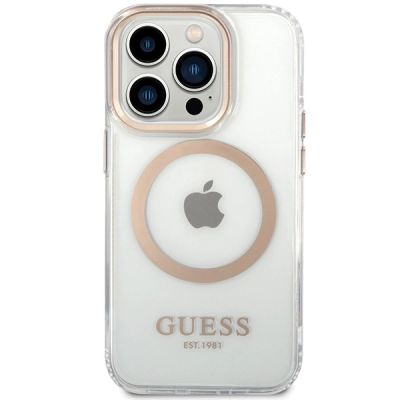 3. Guess Metal Outline Magsafe Hülle für iPhone 15 / 14 / 13 - Gold