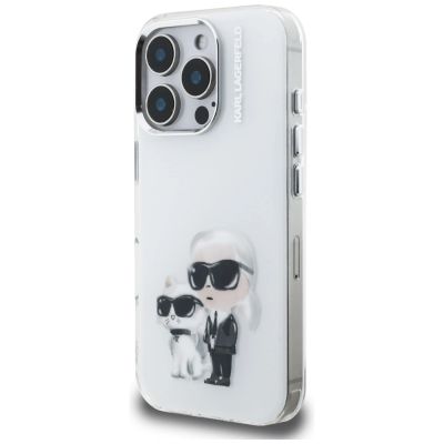 2. Karl Lagerfeld IML Aquarelle Karl & Choupette & Logo Hülle für iPhone 16 Pro Max - Weiß