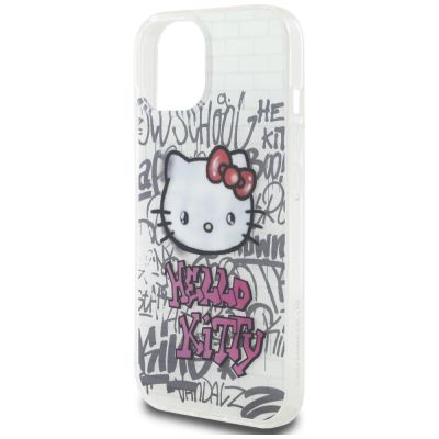 6. Hello Kitty IML Kitty On Bricks Graffiti Hülle für iPhone 15 – weiß