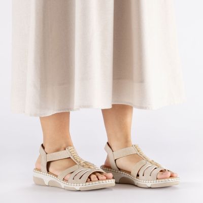 7. Beige Keilsandalen für Damen Rieker 66201-62