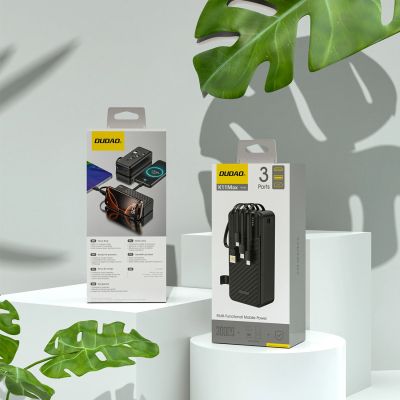 4. Dudao K11 Max 30000mAh Powerbank mit integrierten Kabeln - Schwarz