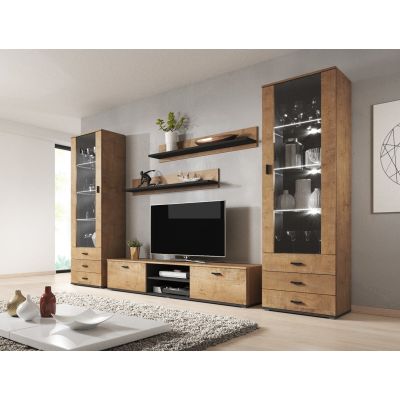 4. Regal 125 cm (2 Stück) SOHO Lefkas Eiche + Schwarz