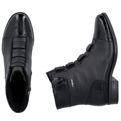 5. Rieker 77053-00 bequeme schwarze Damen-Lederstiefeletten