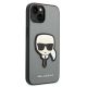 4. Karl Lagerfeld Saffiano Karl's Head Patch Hülle für iPhone 14 Plus - Silber