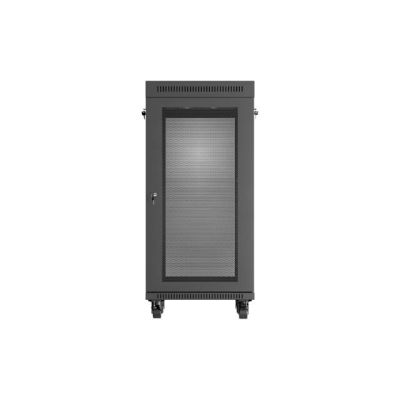 17. LANBERG Bodenschrank 19" 24U 600x600 Schwarz, perforierte Tür, LCD (flach verpackt) V2