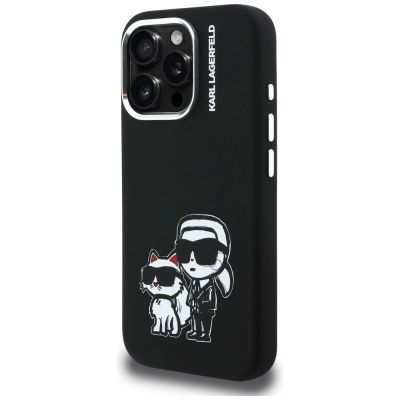 2. Karl Lagerfeld Silikon-Hülle Karl&Choupette Sketch MagSafe für iPhone 16 Pro – Schwarz