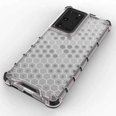 4. Gepanzerte Hülle mit Wabenstruktur und Gelrahmen für Samsung Galaxy S22 Ultra blau