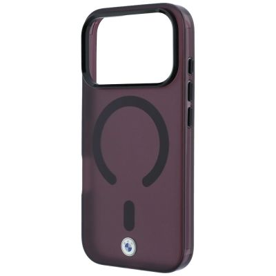 6. BMW Logo-Schutzhülle mit mattierter IML-Oberfläche und Metalllogo (MagSafe) für iPhone 18 Pro / 17 Pro – Burgunderrot