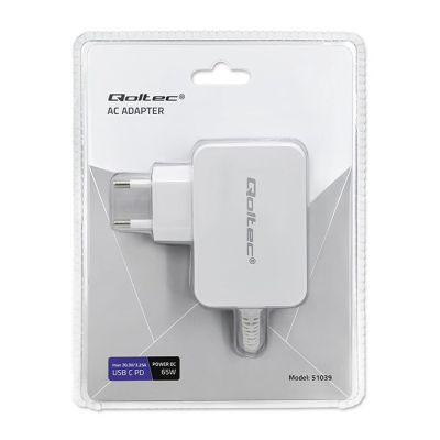2. QOLTEC Netzteil 65 W | 5–20,3 V | 2–3,25 A | USB Typ C | PD | Weiß