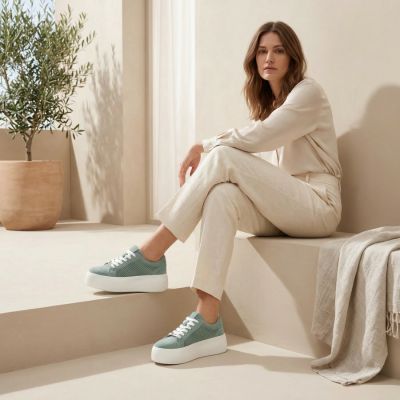10. Damen-Sneaker aus Leder mit durchbrochenem Muster, grün, Filippo DP7520/26