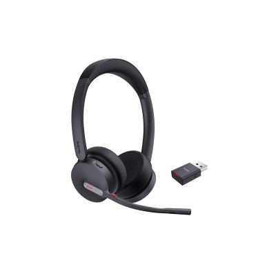 Yealink WH64 Hybrid Dual Teams Headset Kabelloses Headset mit Kopfbügel, Büro/Callcenter, Micro-USB, Bluetooth, Ladestation, Schwarz