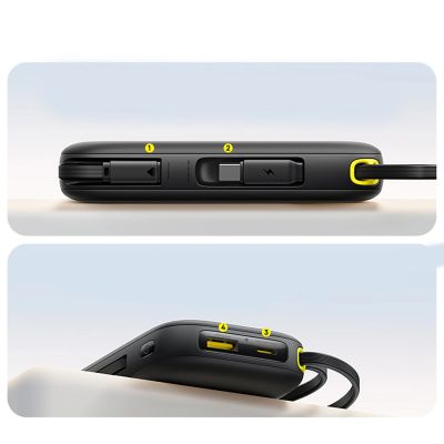 8. Baseus EnerFill FC31 QPow3 10000mAh 45W Powerbank mit Digitalanzeige und 2 integrierten USB-C-Kabeln – Schwarz