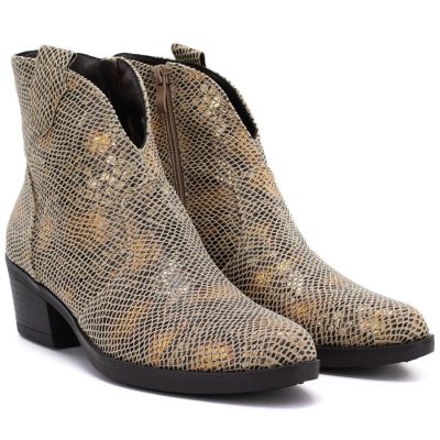 4. Damen-Cowboystiefel Schlangenmuster Gold M.Daszyński MR2382