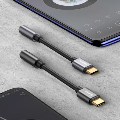 9. Baseus L54-Adapter für USB-C-Kopfhörer/Miniklinke 3,5 mm DAC 24 Bit 48 KHz – Grau