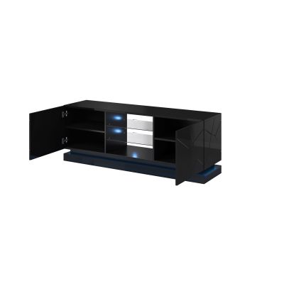 TV-Schrank QIU 160 MDF Hochglanzschwarz/Hochglanzschwarz