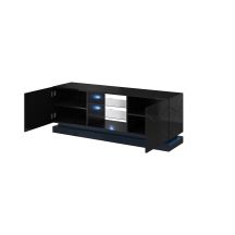 TV-Schrank QIU 160 MDF Hochglanzschwarz/Hochglanzschwarz