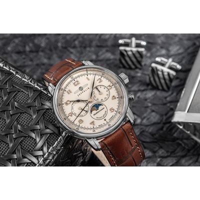 5. Herrenarmbanduhr ZEPPELIN LZ121 Mediterranee Moonphase 9636-5 + BOX