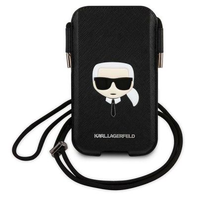 Karl Lagerfeld Saffiano Ikonik Karl's Head Handtasche - Schwarz