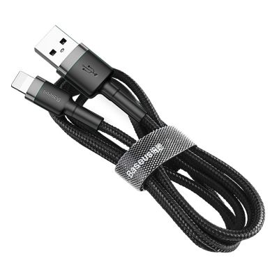 5. Baseus Cafule USB-A / Lightning 2A QC 3.0 Kabel 3 m - Schwarz und Grau