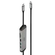 Lindy 43326 Dockingstation, kabelgebunden, USB 3.2 Gen 1 (3.1 Gen 1), Typ-C, Schwarz, Grau