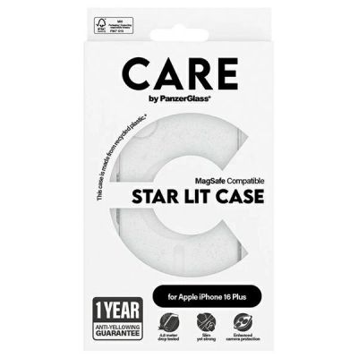 4. CARE by PanzerGlass Flagship Star Lit Hülle mit MagSafe für iPhone 16 Plus – Weiß
