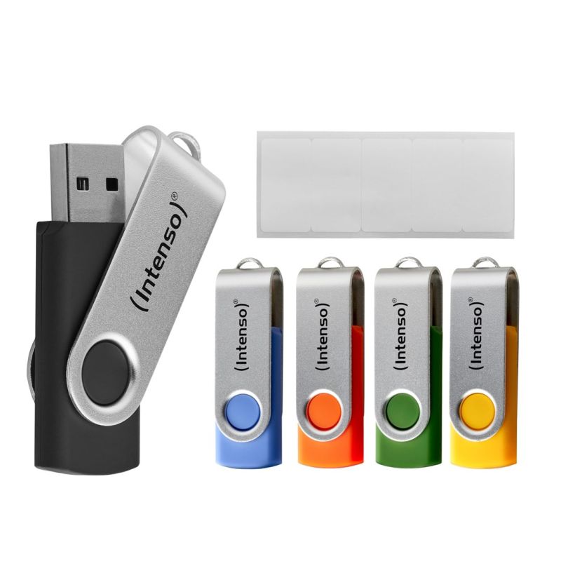 Intenso USB-Stick Office Line 3543595 3.2 5er-Pack – 64 GB USB-Stick, USB Typ-A 3.2 Gen 1 (3.1 Gen 1), mehrfarbig