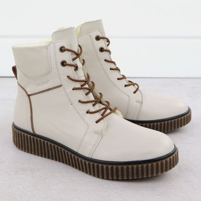 3. Beige Damen-Lederstiefeletten Rieker Y4303-80