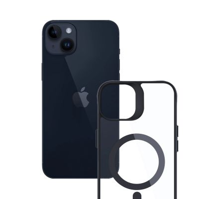 11. 3mk Satin Armor MagCase Hülle mit MagSafe für iPhone 14 Plus – transparent mit schwarzem Rahmen