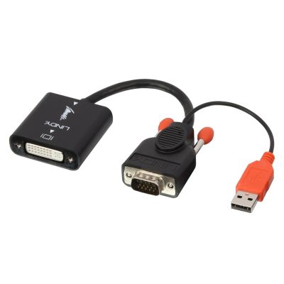 3. Lindy 38184 0,2 m DVI-D VGA (D-Sub) + USB Kabeladapter Schwarz, Orange