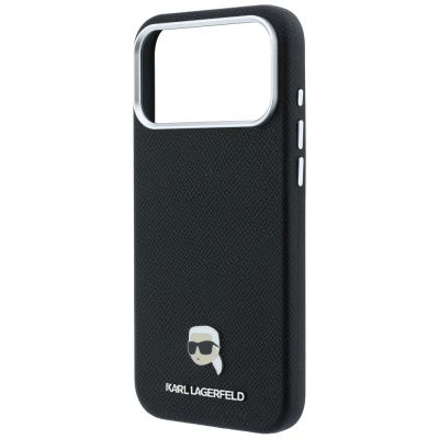 6. Karl Lagerfeld MagSafe-Schutzhülle mit genarbtem Karl-Kopf-Motiv für iPhone 18 Pro / 17 Pro – Schwarz