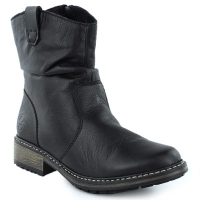 8. Gefaltete schwarze Damen-Lederstiefeletten Rieker Z6883-00