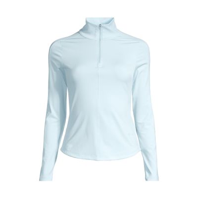 CASALL Damen Serene Langarmshirt mit halbem Reißverschluss, Blau