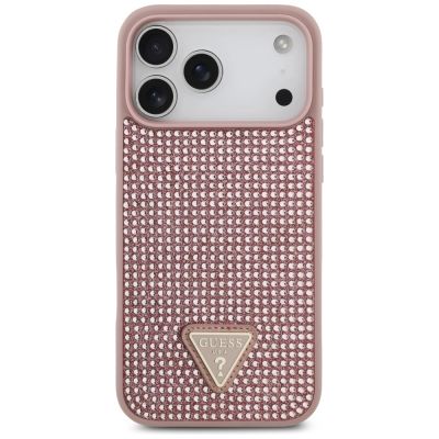 3. Guess Strass Dreieck Logo Hülle für iPhone 17 Pro Max - Rosa