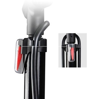 8. Rockbros GP6532B Standpumpe mit Manometer – Schwarz und Orange