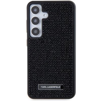 3. Karl Lagerfeld Strass-Metall-Logo-Hülle für Samsung Galaxy S24+ – Schwarz