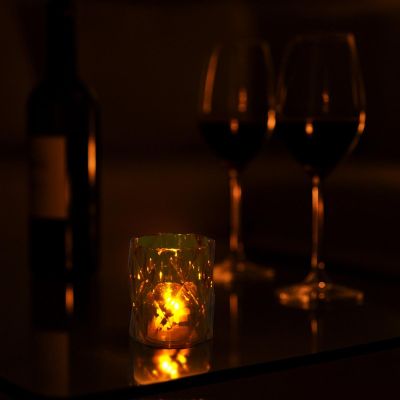 4. Mini-Dekorationslampe, 6 cm, bernsteinfarben, warmweiß, 1 LED