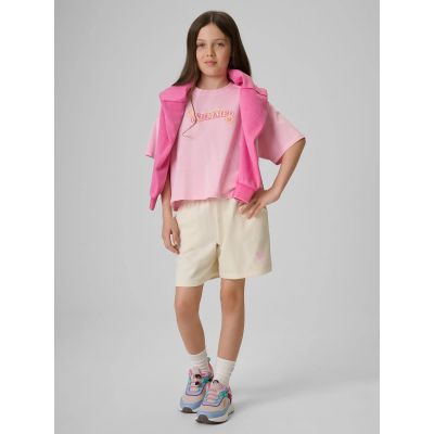 4. Mädchen-T-Shirt mit kastenförmigem Schnitt und Aufdruck 4F 4FJRAW26TTSHF4324-056S