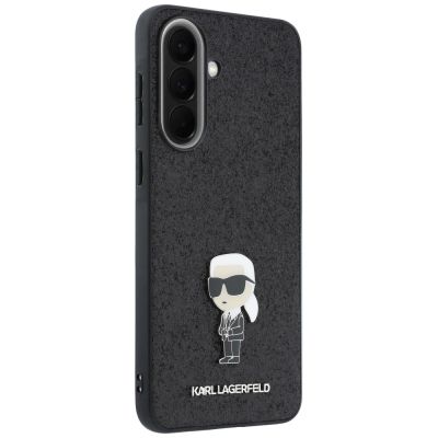 4. Karl Lagerfeld Schutzhülle mit festem Glitzer-Ikonik-Logo und Metallstift für Samsung Galaxy A57 5G – Schwarz